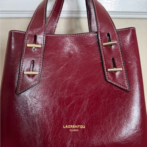 Laorentou Classic Women's Wine Leather Tote - Picture 3 of 16